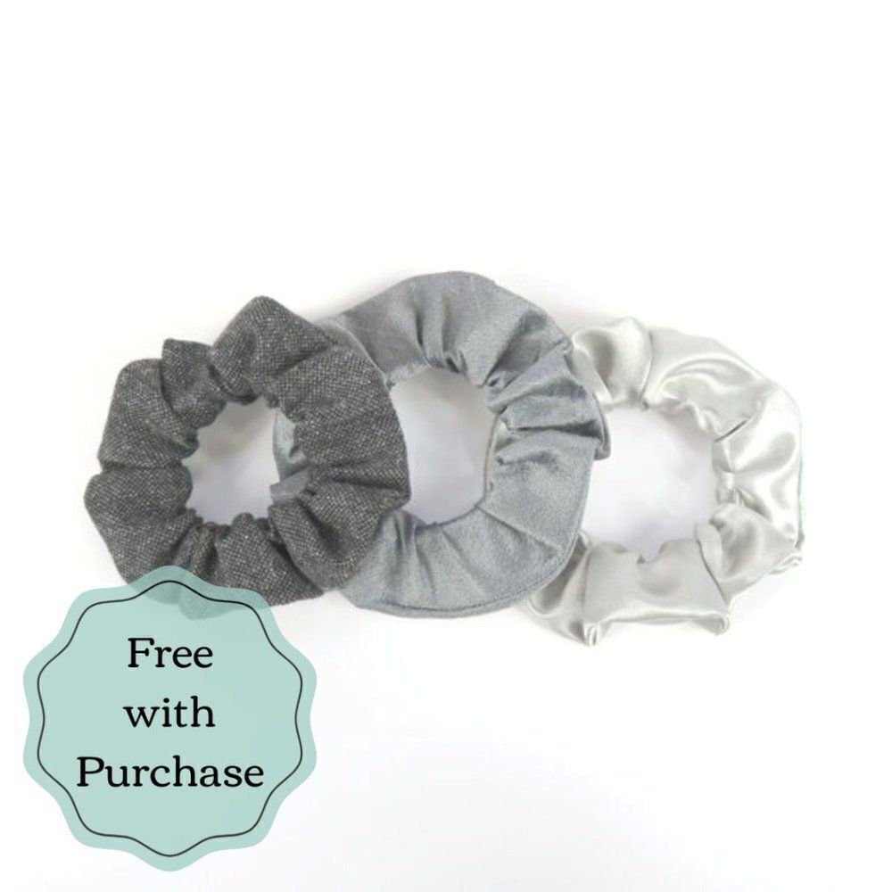 Silver Scrunchies - Setof 3 - Upcycled - Handmade - Scrunchy - FREE W/ PURCHASE 